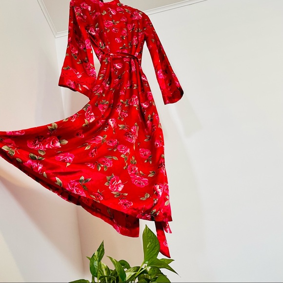 90s Vintage California Dynasty Robe | Red Roses | EUC Size Large - Picture 11 of 12